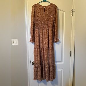 Orange and white floral maxi dress size medium